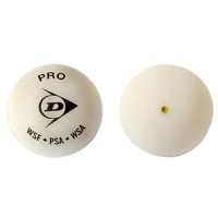 Skvošo kamuoliukas DUNLOP WHITE PRO 1 yellow dot..