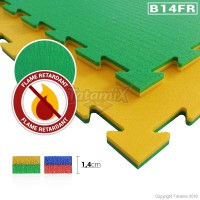 Tatami XPE-FR 100x100x1,4cm (geltona/žalia) (pagal užsakymą)..
