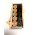 Medinės šaškės su dėžute 30 mm 