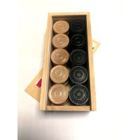 Medinės šaškės su dėžute 30 mm ..