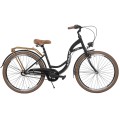 Dviratis AZIMUT Vintage 26" 3-speed 2025 black-cream matt