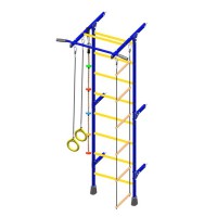 Sporto kompleksas vaikams, gimnastikos sienelė mėlyna-geltona 226x93x61c..