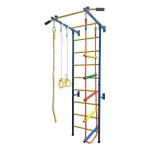 Sporto kompleksas vaikams, gimnastikos sienelė mėlyna geltona, 223x108x87.5cm