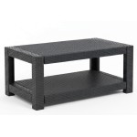 Rataninis sodo stalas 93x56x38 cm, pilkas