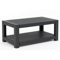 Rataninis sodo stalas 93x56x38 cm, pilkas..
