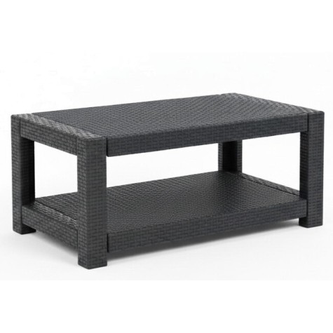 Rataninis sodo stalas 93x56x38 cm, pilkas