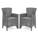 Rotango sodo kėdės, 2 vnt., pilkos spalvos