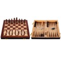 Šachmatų ir nardų rinkinys iš riešutmedžio ir uosio medienos, 30 x 30 x 2,75 cm