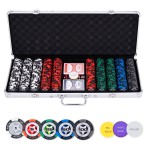 Pokerio rinkinys sidabrinės spalvos dėkle, 500 žetonų, 14g su vertėmis
