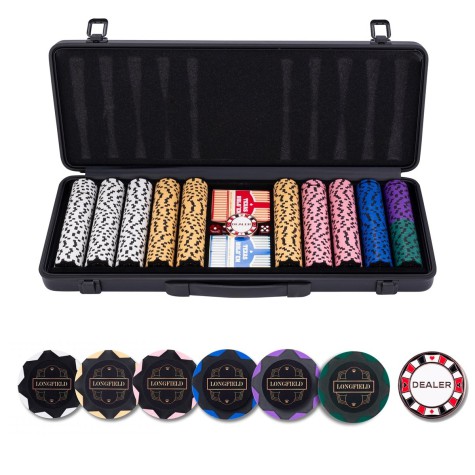 Pokerio rinkinys juodame dėkle 500 žetonų, 14g