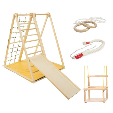 Daugiafunkcis sulankstomas medinis sporto kompleksas vaikams KIDWOOD ZEBRA Junior Set, iki 90kg