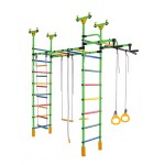 Dvigubas sporto kompleksas (gimnastikos sienelė) DRAMBLIUKAS žalia-vaivorykštė, 235-293x52,5cm