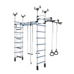 Dvigubas sporto kompleksas (gimnastikos sienelė) DRAMBLIUKAS balta-žydra, 235-293x52,5cm