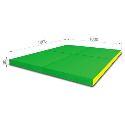 Sulankstomas gimnastikos čiužinys SANRO 100x100x6 cm žaliai-geltonas ( 4 dalių)