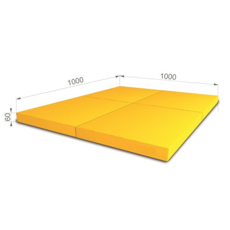 Sulankstomas gimnastikos čiužinys SANRO 100x100x6 cm geltonas ( 4 dalių)