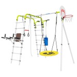 Įbetonuojamas sporto kompleksas-aikštelė vaikams SANRO FITNESS-3 baltai-salotinis, iki 100kg