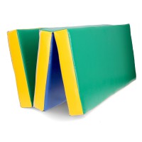 Sulankstomas gimnastikos čiužinys SANRO 150x100x10 cm Mėlynas/žalias/gel..