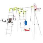 Įbetonuojamas sporto kompleksas-aikštelė vaikams SANRO FITNESS-1 baltai-salotinis, iki 100kg