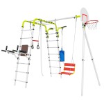 Įbetonuojamas sporto kompleksas-aikštelė vaikams SANRO FITNESS-2 baltai-salotinis, iki 100kg