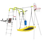 Įbetonuojamas sporto kompleksas-aikštelė vaikams SANRO FITNESS-4 baltai-salotinis, iki 100kg