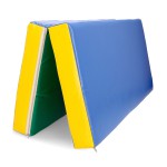 Sulankstomas gimnastikos čiužinys SANRO 100x100x10 cm Mėlynas/žalias/geltonas