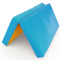 Sulankstomas gimnastikos čiužinys SANRO 100x100x10 cm mėlynai-geltonas..