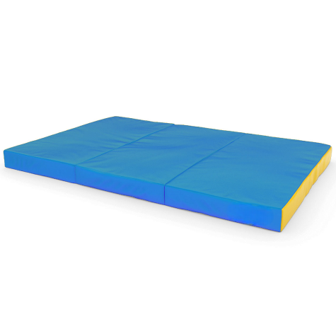 Sulankstomas gimnastikos čiužinys SANRO 150x100x10 cm mėlynai-geltonas ( 3 dalių)