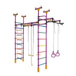 Dvigubas sporto kompleksas (gimnastikos sienelė) DRAMBLIUKAS violetinė-vaivorykštė, 235-293x52,5cm