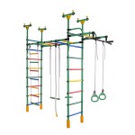 Dvigubas sporto kompleksas (gimnastikos sienelė) DRAMBLIUKAS žalia-vaivorykštė, 235-293x52,5cm