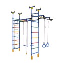 Dvigubas sporto kompleksas (gimnastikos sienelė) DRAMBLIUKAS mėlyna-vaivorykštė, 235-293x52,5cm