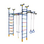 Dvigubas sporto kompleksas (gimnastikos sienelė) DRAMBLIUKAS mėlyna-vaivorykštė, 235-293x52,5cm
