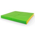 Sulankstomas gimnastikos čiužinys SANRO 100x100x10 cm žaliai-geltonas