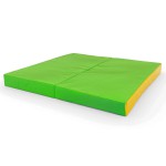 Sulankstomas gimnastikos čiužinys SANRO 100x100x10 cm žaliai-geltonas