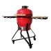 Kamado grilis su priedais Zyle 45 cm, Medium, ZY18KSRDSET, raudonas