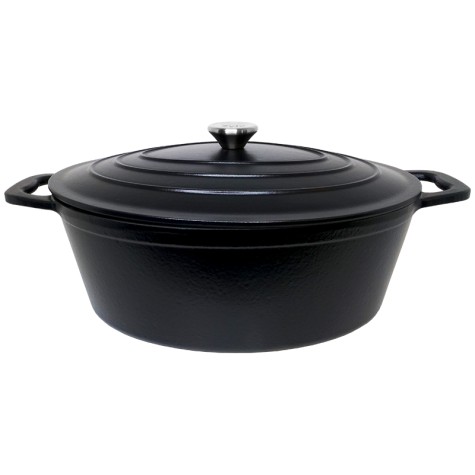 Ovalus emaliuotas ketaus puodas Zyle ZY036BKI, talpa 7,7 l, juodas