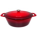 Ovalus emaliuotas ketaus puodas Zyle ZY036RKI, talpa 7,7 l, raudonas