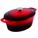 Ovalus emaliuotas ketaus puodas Zyle ZY028KI, talpa 4 l, raudonas