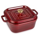 Keturkampis emaliuotas ketaus puodas Zyle ZY08RKI, 24 x 24 cm, 4.5 l, raudonas