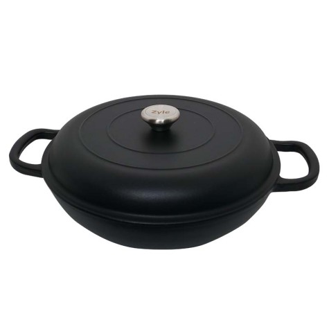 Apvalus emaliuotas ketaus puodas Zyle ZY030CBKI Ø30 cm, 3,5 l, juodas