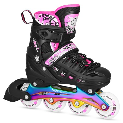Riedučiai/pačiūžos Nils Extreme NH10905 4in1 PINK LED RAINBOW, L (39-42)