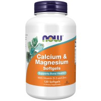 NOW Calcium and Magnesium + Zinc + Vitamin D3 120 minkšt. kaps...
