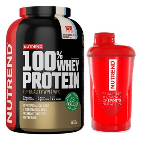 Nutrend 100% Whey Protein 2250 g. (75 porcijos) + gertuvė 600 ml nemokamai