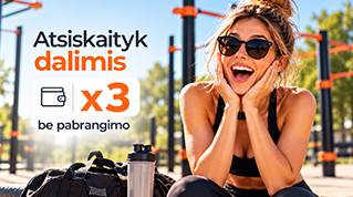 x3 dalimis be pabrangimo