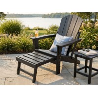 Adirondack sodo kėdė su pakoja 79x72x95-120 cm, juoda..