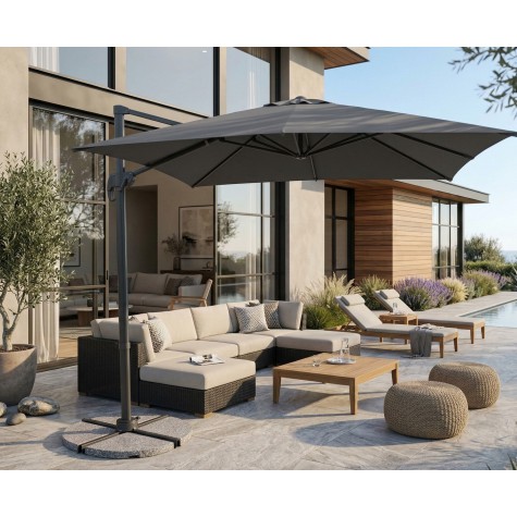 Skėtis nuo saulės ant stovo, 3 m, pilka