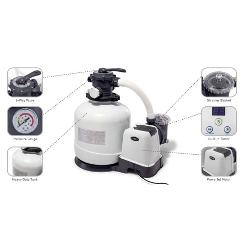 Intex 26646 smėlio filtras siurblys 7900 L, bakas 23 kg
