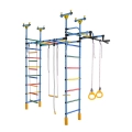 Dvigubas sporto kompleksas (gimnastikos sienelė) DRAMBLIUKAS žydra-vaivorykštė, 235-293x52,5cm