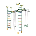 Dvigubas sporto kompleksas (gimnastikos sienelė) DRAMBLIUKAS žalia-vaivorykštė, 235-293x52,5cm