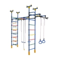 Dvigubas sporto kompleksas (gimnastikos sienelė) DRAMBLIUKAS mėlyna-vaivorykštė, 235-293x52,5cm
